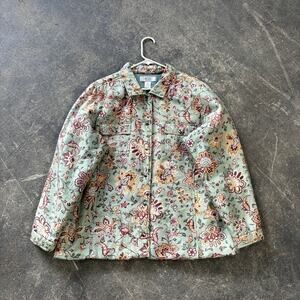 NEXX Silk Floral Jacket Womens XL Green Puffer Lightweight Outdoors Fall